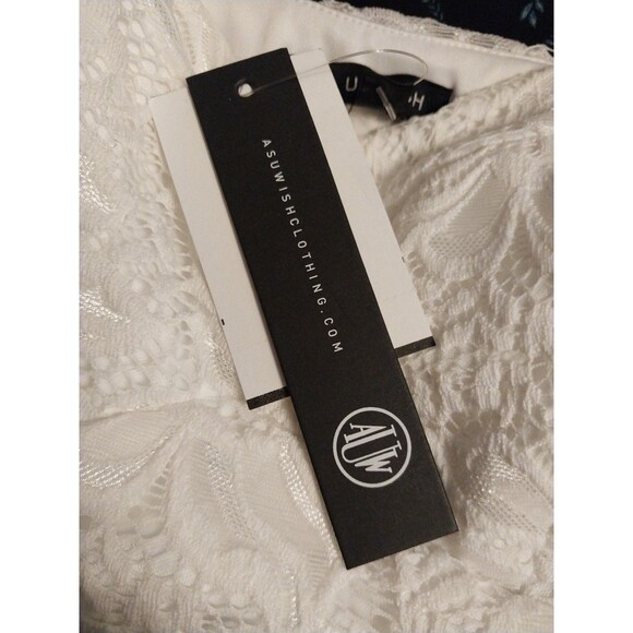 As U Wish High Low Dress Sz S Embroidered Bodice Lace Straps Floral Boho Beachy - Picture 7 of 10